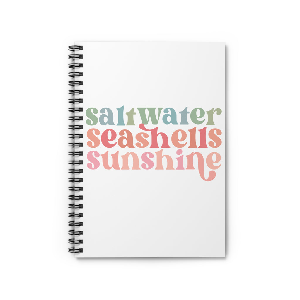 Beach Vibes Spiral Notebook — “saltwater seashells sunshine” Ruled Journal