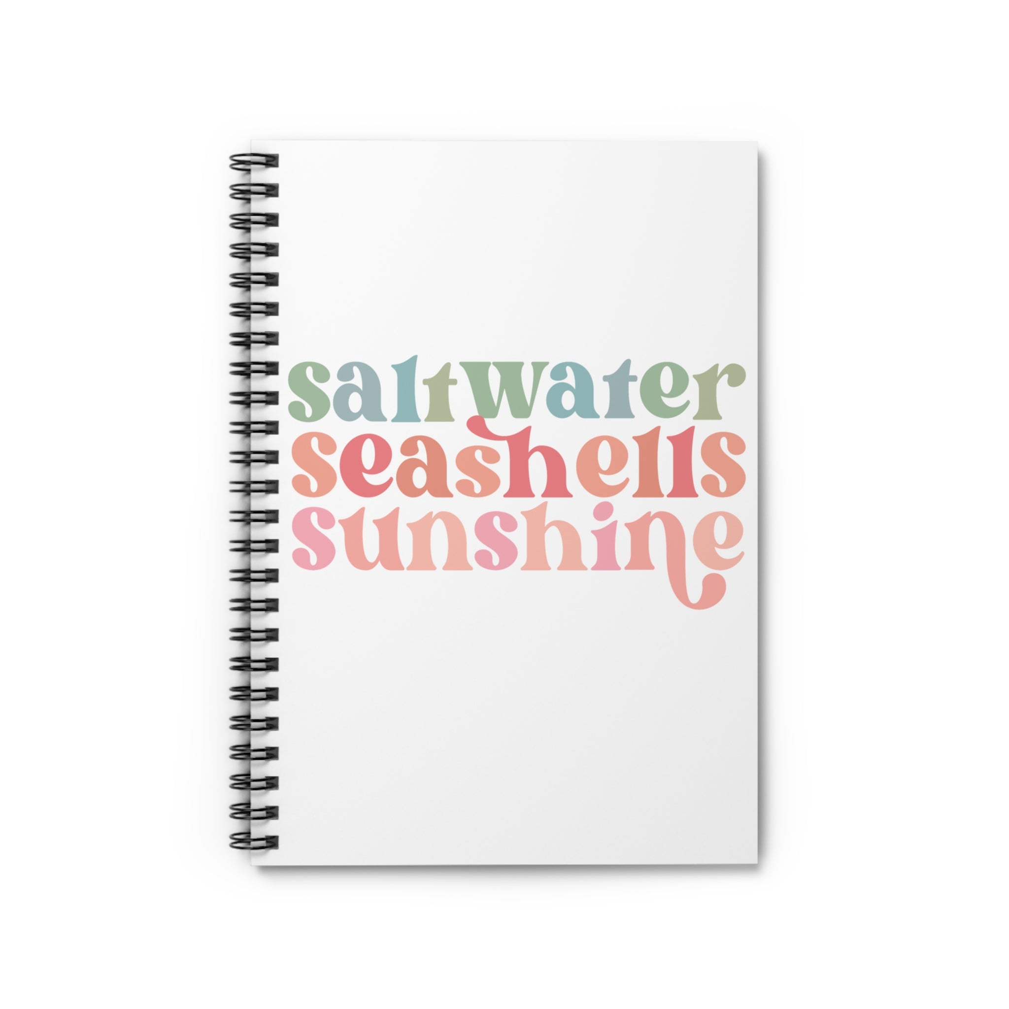 Beach Vibes Spiral Notebook — “saltwater seashells sunshine” Ruled Journal