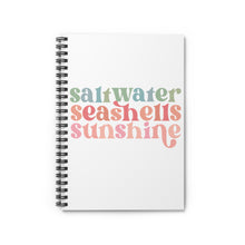 Load image into Gallery viewer, Beach Vibes Spiral Notebook — “saltwater seashells sunshine” Ruled Journal