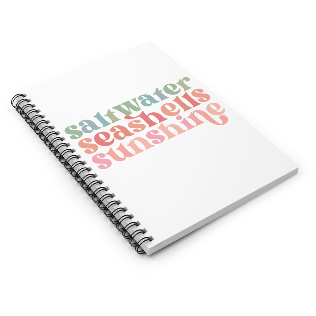 Beach Vibes Spiral Notebook — “saltwater seashells sunshine” Ruled Journal