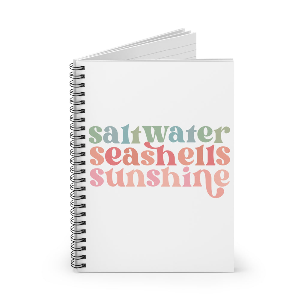 Beach Vibes Spiral Notebook — “saltwater seashells sunshine” Ruled Journal
