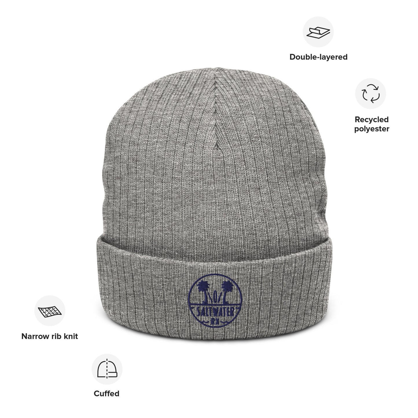 Ribbed knit logo beanie