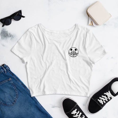 Women’s Crop white swrx logo Tee